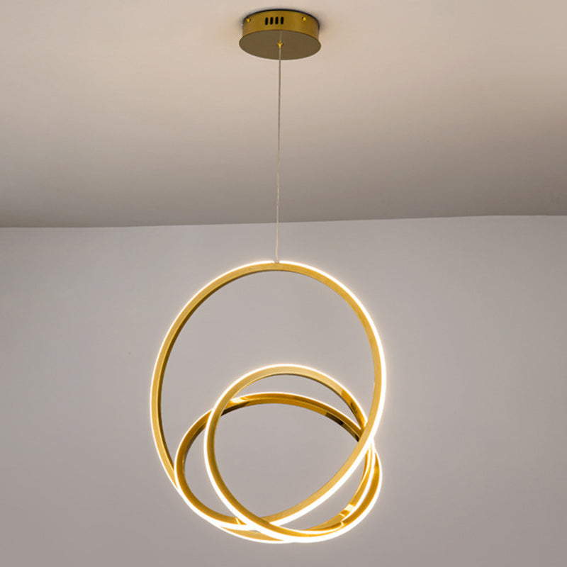 Modern Minimalist Stainless Steel Geometric Silicone Circle Ring LED Pendant Light For Living Room