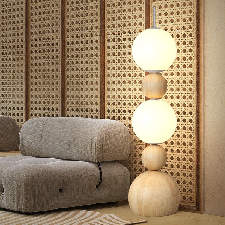 Contemporary Scandinavian Iron PE Spherical Shade LED Standing Floor Lamp For Living Room