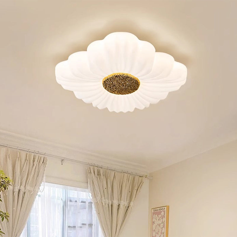 Contemporary Nordic Hardware Square PE Shade LED Flush Mount Ceiling Light For Living Room