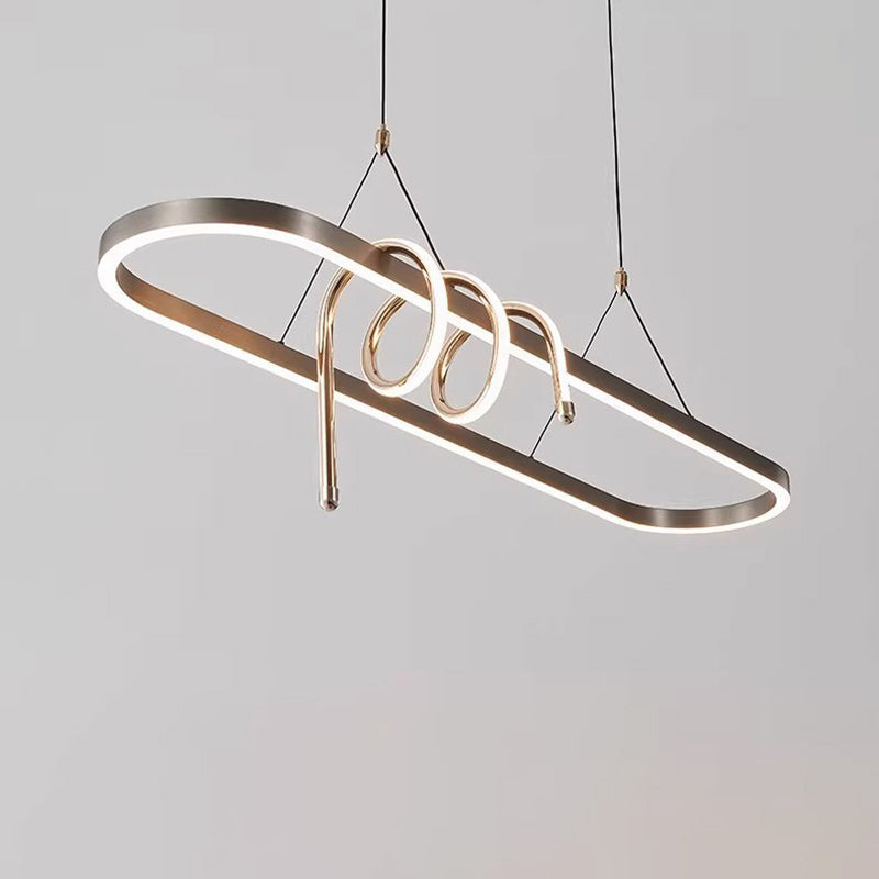 Modern Minimalist Iron Aluminum Circle Ring Silicone LED Pendant Light Island Light For Living Room