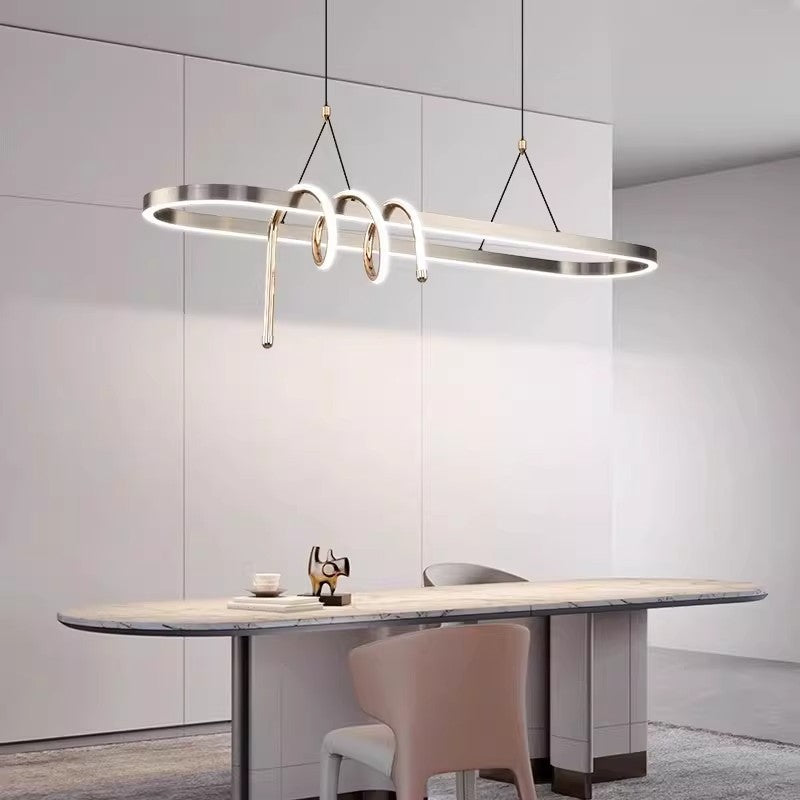Modern Minimalist Iron Aluminum Circle Ring Silicone LED Pendant Light Island Light For Living Room