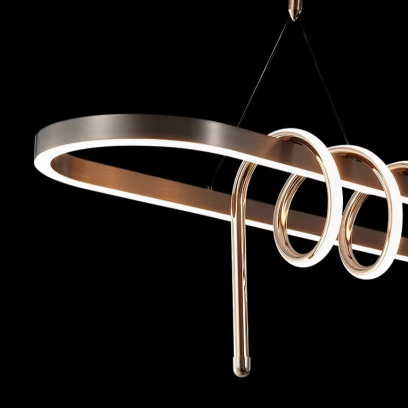 Modern Minimalist Iron Aluminum Circle Ring Silicone LED Pendant Light Island Light For Living Room