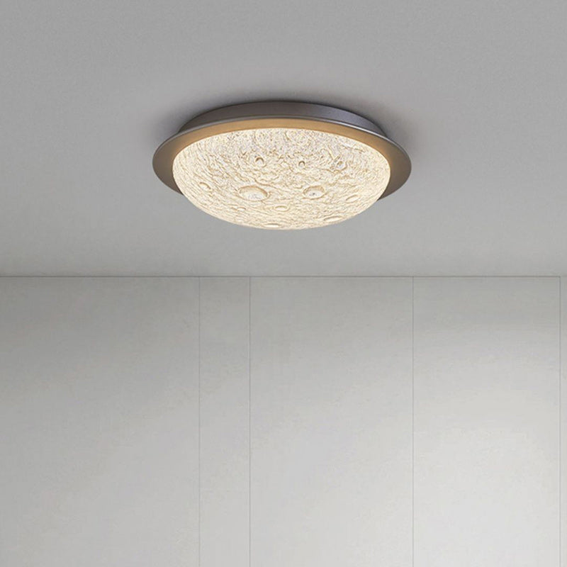 Contemporary Luxury Platinum Crystal Lunar Crater Texture LED Flush Mount Ceiling Light For Living Room