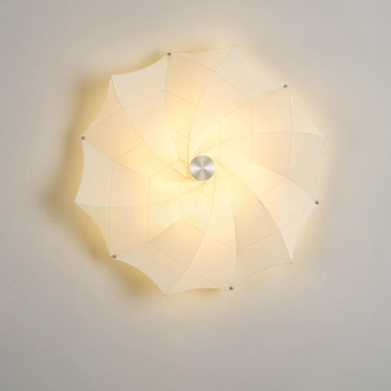 Contemporary Creative Rotating & Scaling Flower Fabric Shade Hardware 1-Light Wall Sconce Lamp For Dining Room