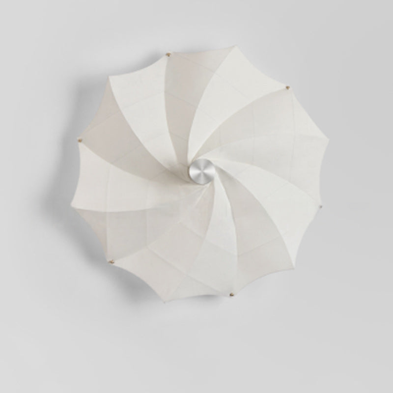 Contemporary Creative Rotating & Scaling Flower Fabric Shade Hardware 1-Light Wall Sconce Lamp For Dining Room