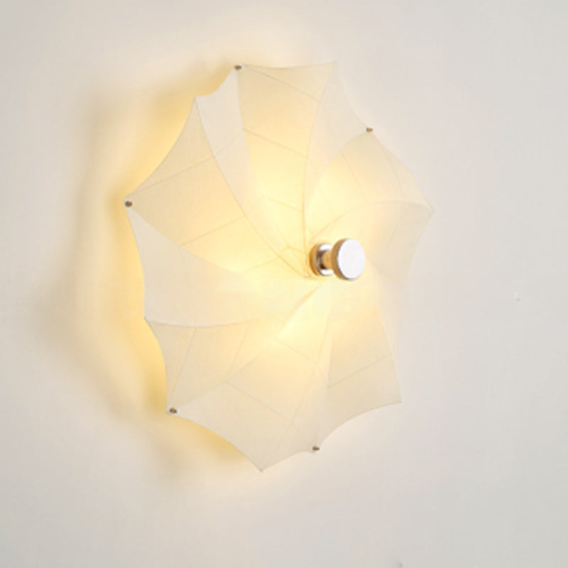 Contemporary Creative Rotating & Scaling Flower Fabric Shade Hardware 1-Light Wall Sconce Lamp For Dining Room