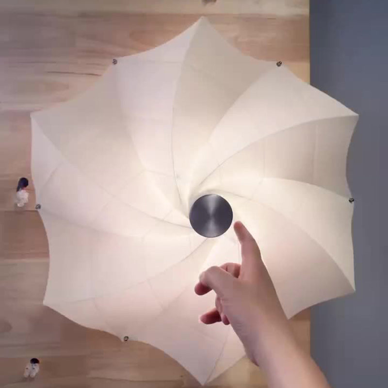 Contemporary Creative Rotating & Scaling Flower Fabric Shade Hardware 1-Light Wall Sconce Lamp For Dining Room