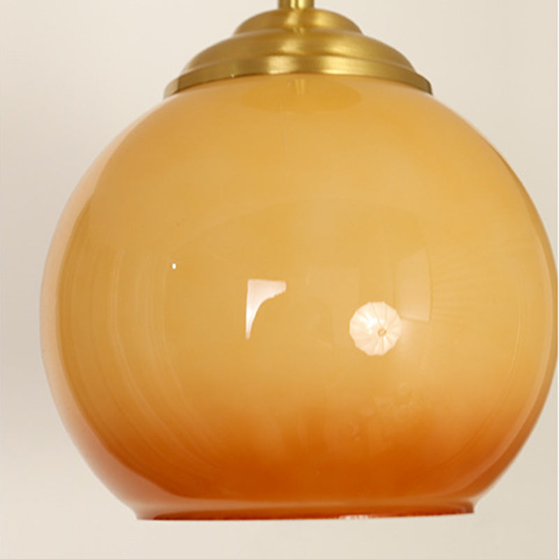 Traditional French Brass Spherical Glass Shade 1-Light Semi-Flush Mount Ceiling Light For Living Room