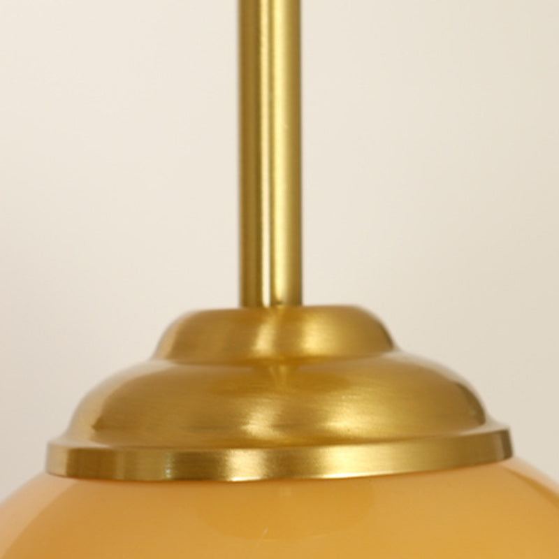 Traditional French Brass Spherical Glass Shade 1-Light Semi-Flush Mount Ceiling Light For Living Room