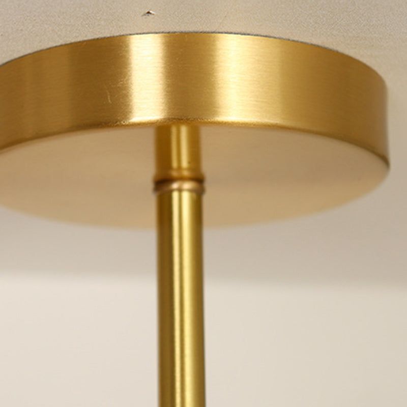 Traditional French Brass Spherical Glass Shade 1-Light Semi-Flush Mount Ceiling Light For Living Room