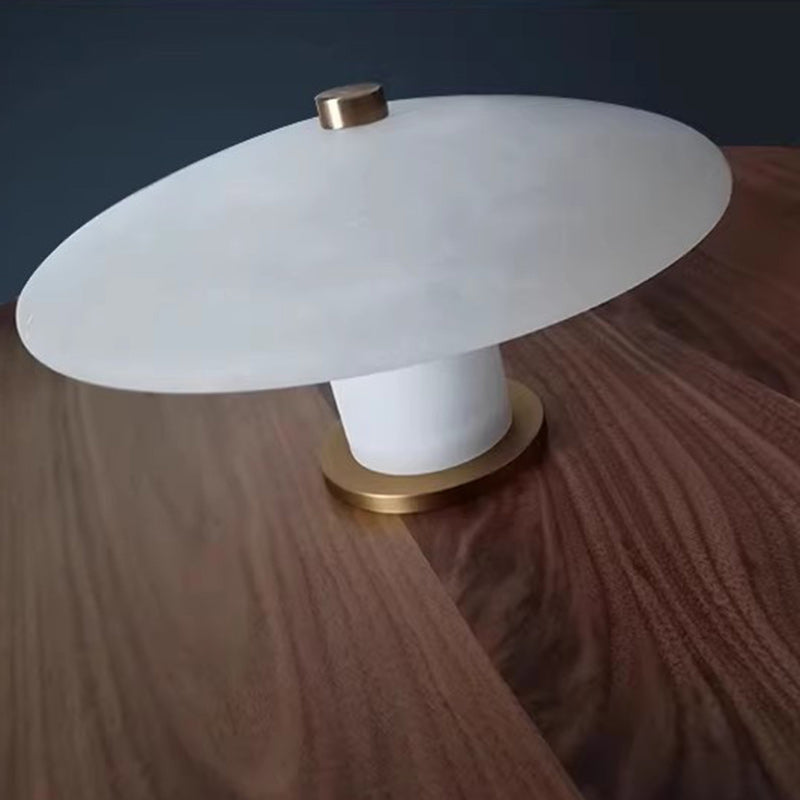 Modern Minimalist Marble Solid Wood Flying Saucer 1-Light Pendant Light For Living Room