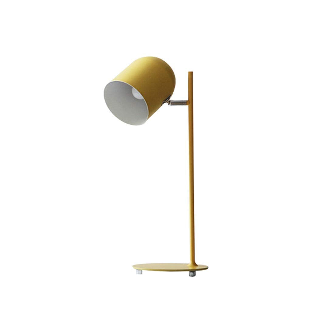 Contemporary Scandinavian Macaron Rotatable Adjustable Iron Round Shade 1-Light Table Lamp For Bedroom