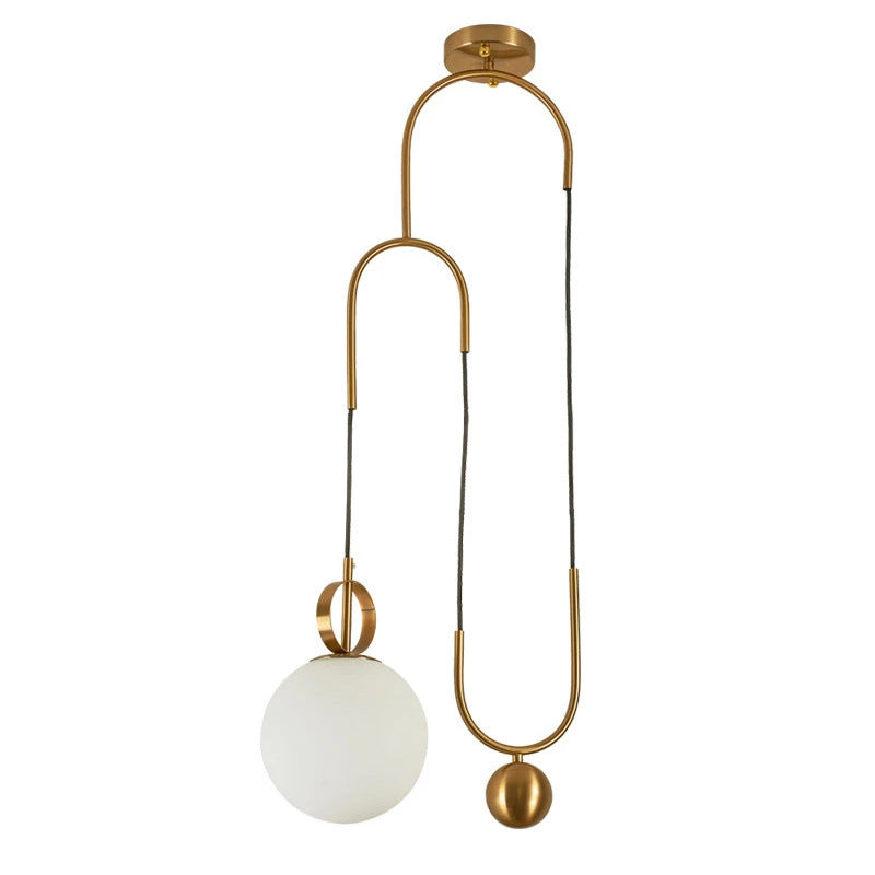 Contemporary Simplicity Hardware Adjustable Pulley-Designed Glass Orb Shade 1-Light Pendant Light For Living Room