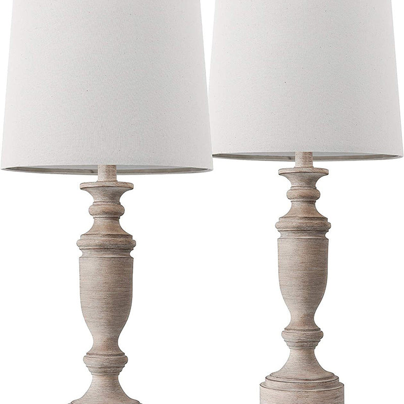 Modern Eclectic Fabric Round Shade Solid Wood 1-Light Table Lamp For Bedroom