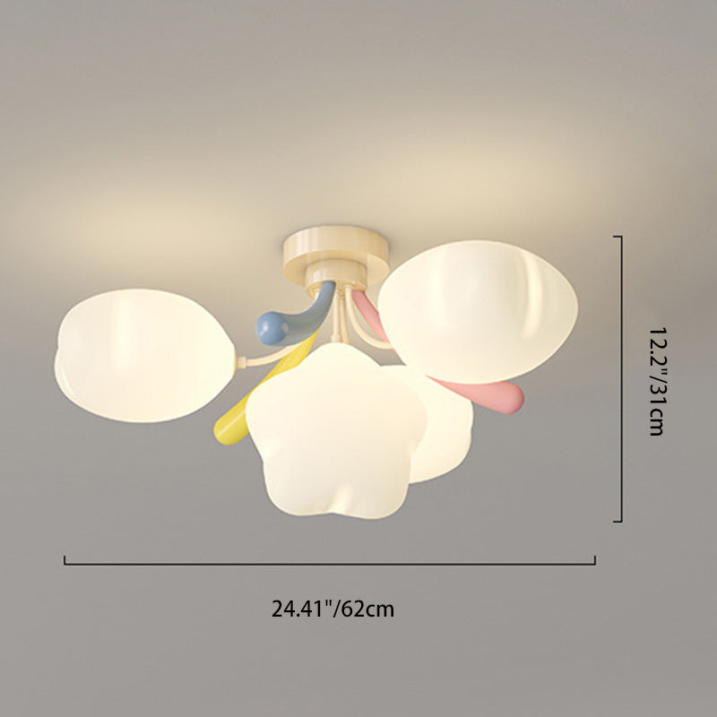 Contemporary Creative Pentagram PE Shade Iron LED Semi-Flush Mount Ceiling Light For Living Room