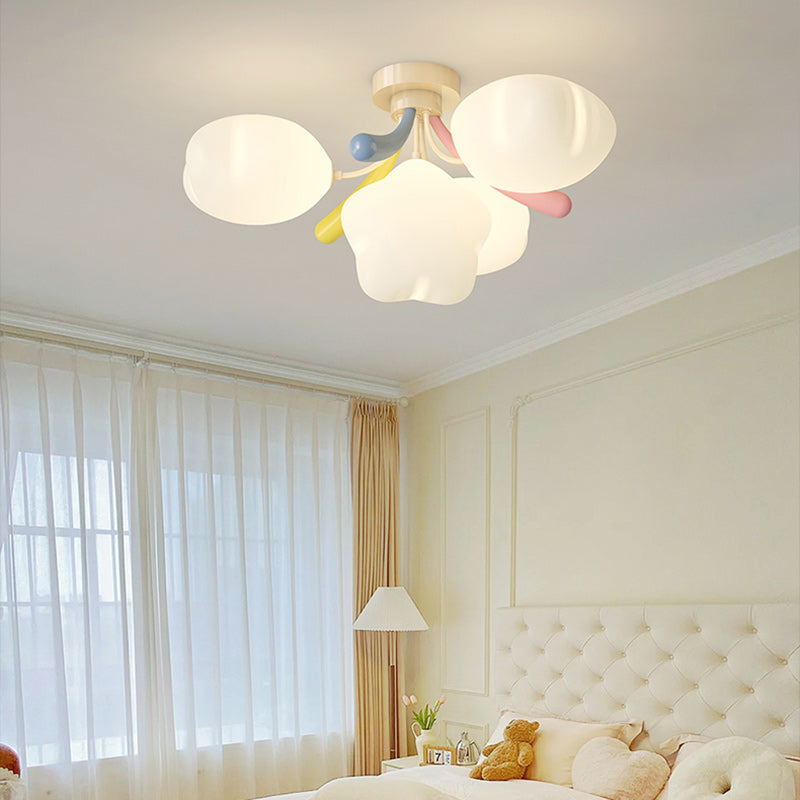 Contemporary Creative Pentagram PE Shade Iron LED Semi-Flush Mount Ceiling Light For Living Room