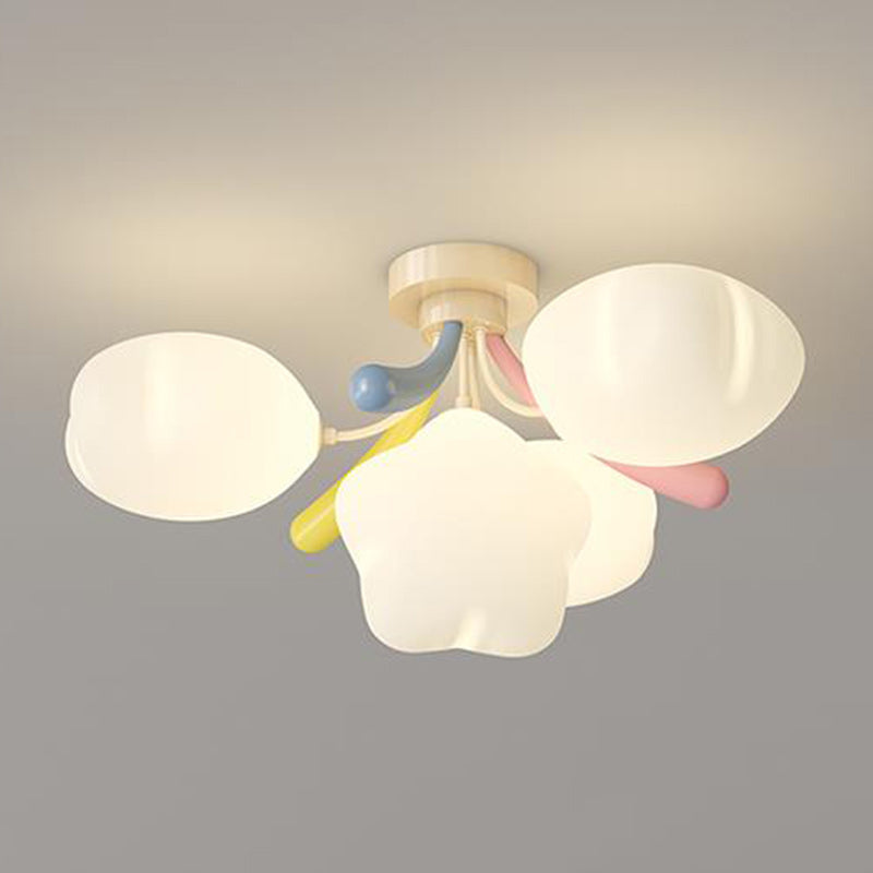 Contemporary Creative Pentagram PE Shade Iron LED Semi-Flush Mount Ceiling Light For Living Room