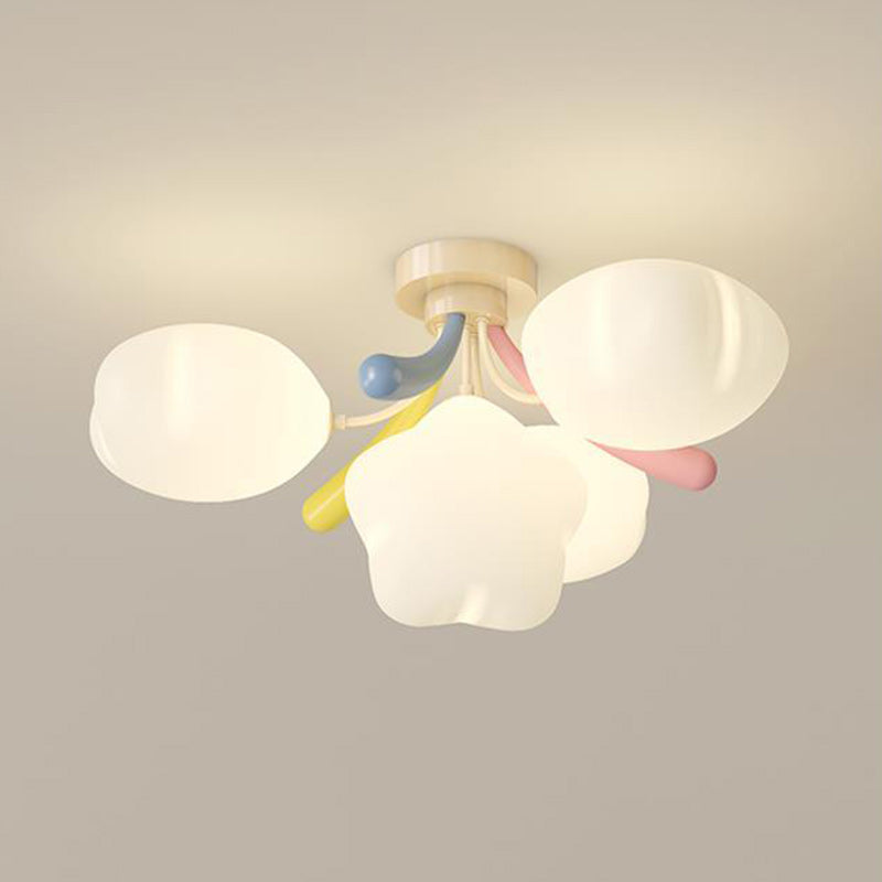 Contemporary Creative Pentagram PE Shade Iron LED Semi-Flush Mount Ceiling Light For Living Room