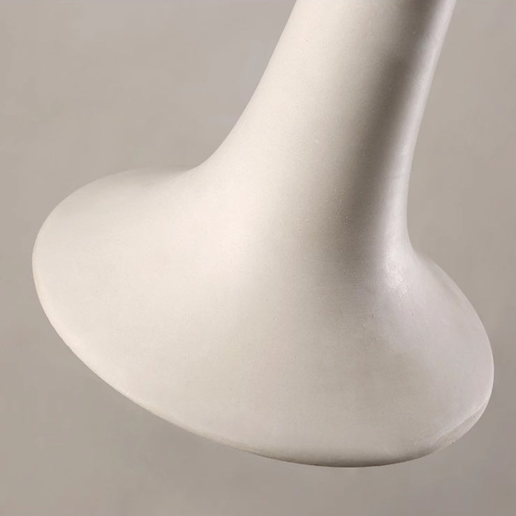 Traditional Japanese Solid Wood Concrete Trumpet Shade 1-Light Pendant Light For Living Room