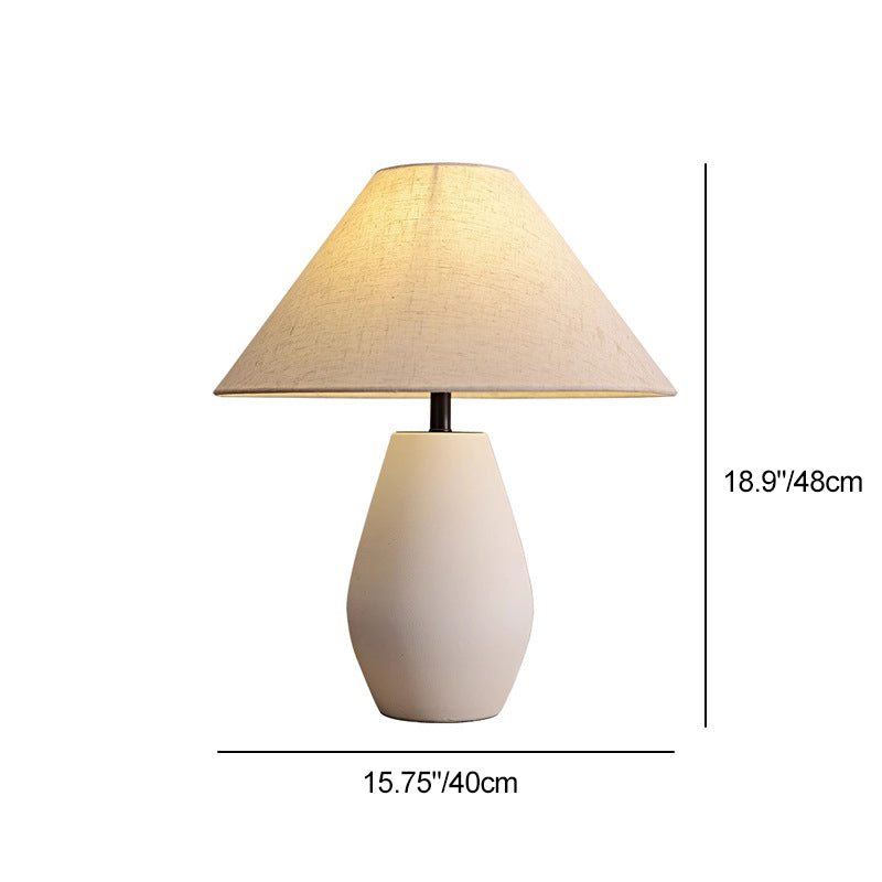 Traditional Vintage Fabric Tapered Shade Ceramic Bottle Base 1-Light Table Lamp For Bedroom