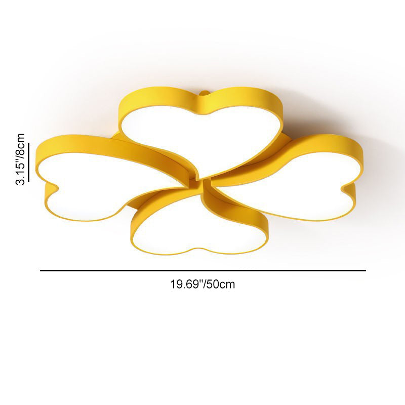 Contemporary Creative Four Leaf Heart Acrylic Shade Hardware LED Flush Mount Ceiling Light For Living Room