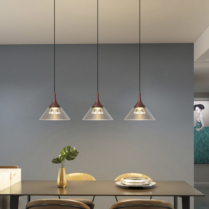 Contemporary Scandinavian Aluminum Acrylic Conical Shade Liftable LED Pendant Light For Living Room