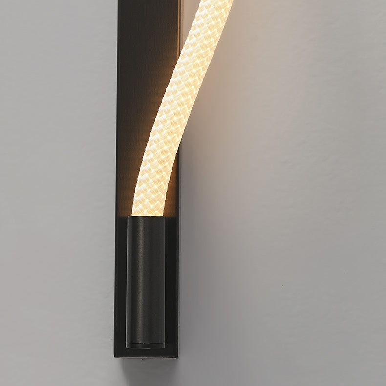 Modern Minimalist Arc Silicone Woven Fiber Strip Stainless Steel LED Wall Sconce Lamp For Bedroom