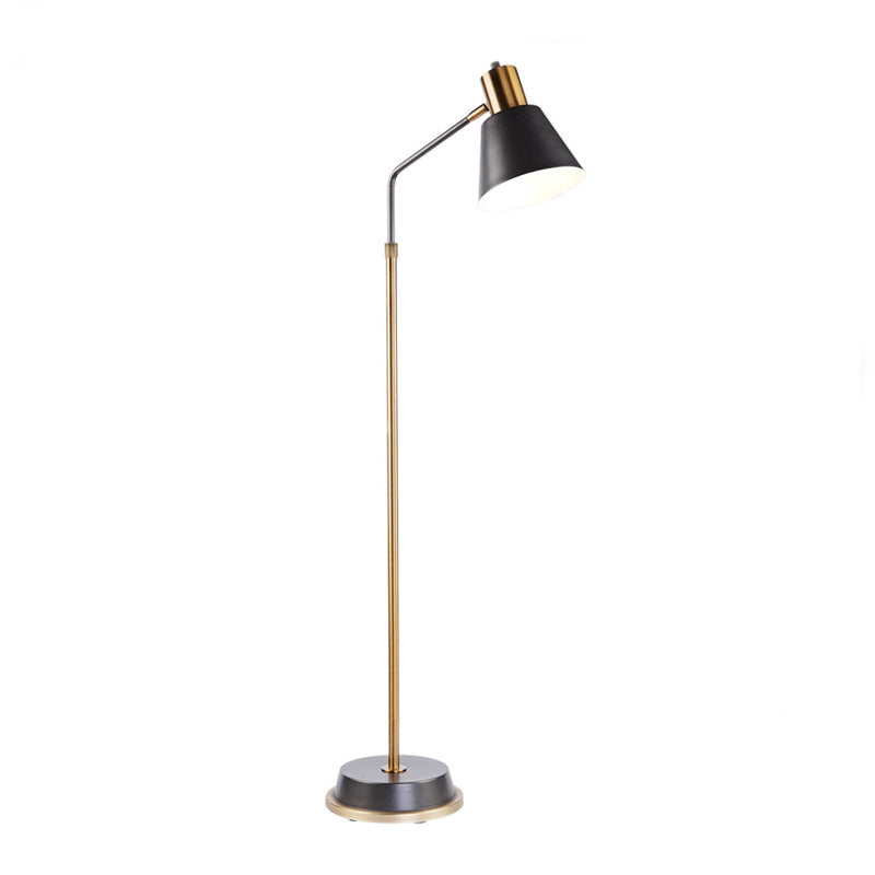 Contemporary Scandinavian Hardware Conical Shade 1-Light Standing Floor Lamp For Bedroom