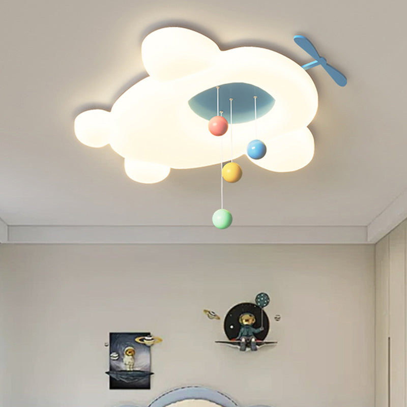 Contemporary Creative Cartoon Airplane LLDPE Hardware LED Flush Mount Ceiling Light For Living Room