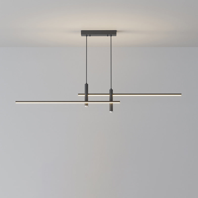 Modern Minimalist Iron Silicone Long Strip LED Island Light Pendant Light For Living Room