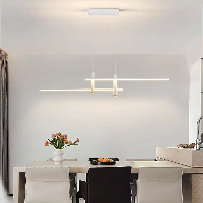 Modern Minimalist Iron Silicone Long Strip LED Island Light Pendant Light For Living Room