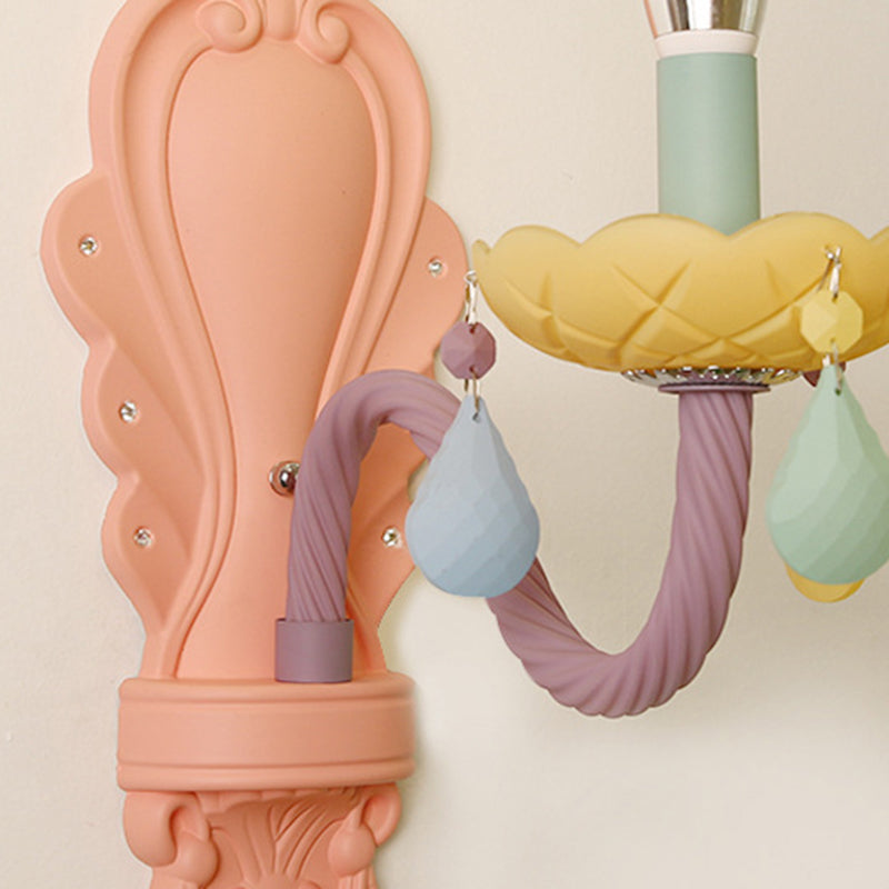 Contemporary Creative Macaron Colored Candlestick Aluminum Glass 1/2-Light Wall Sconce Lamp For Bedroom