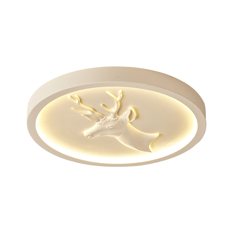 Modern Eclectic Resin Antler Acrylic Round LED Flush Mount Ceiling Light For Bedroom