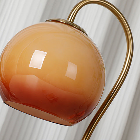 Modern Transitional Glass Ball Shade Solid Wood Hardware 1-Light Melting Wax Table Lamp For Bedside