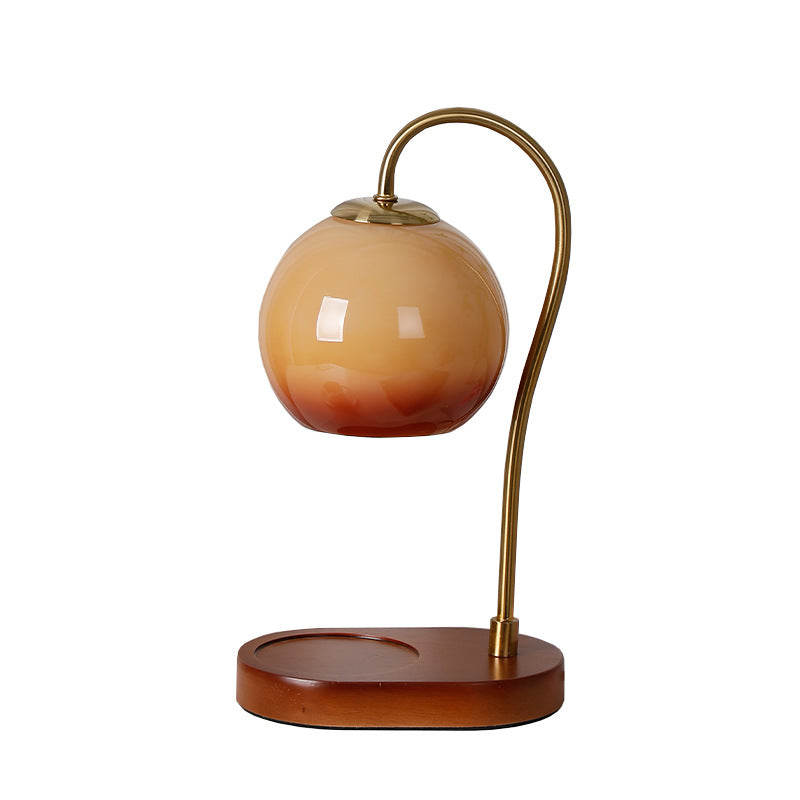 Modern Transitional Glass Ball Shade Solid Wood Hardware 1-Light Melting Wax Table Lamp For Bedside