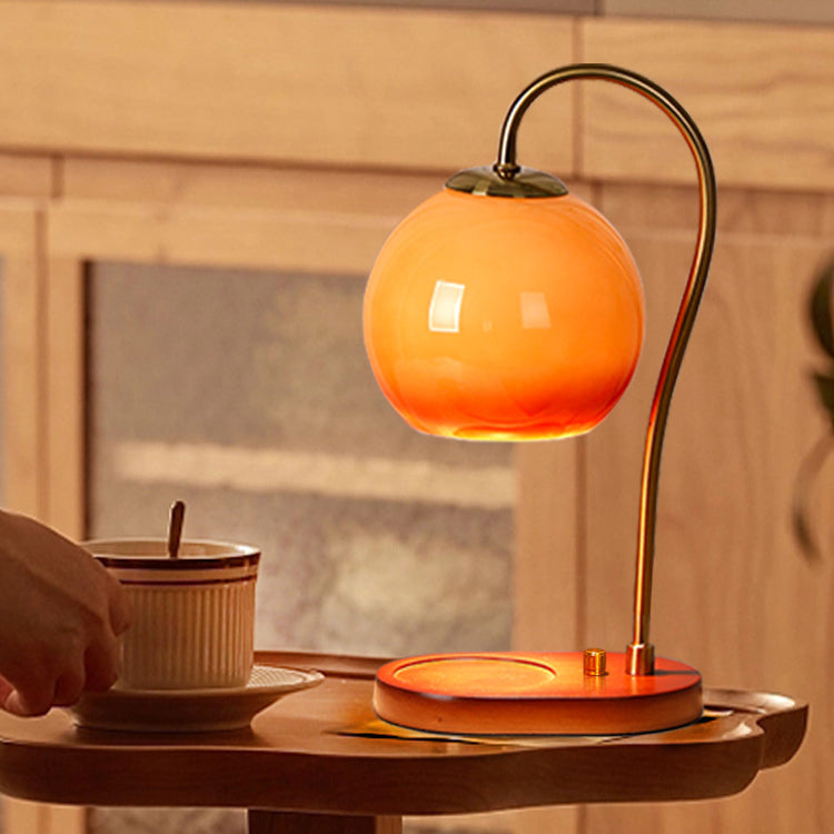 Modern Transitional Glass Ball Shade Solid Wood Hardware 1-Light Melting Wax Table Lamp For Bedside