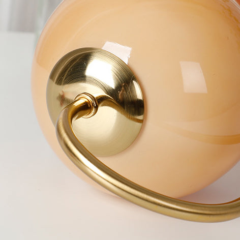 Modern Transitional Glass Ball Shade Solid Wood Hardware 1-Light Melting Wax Table Lamp For Bedside