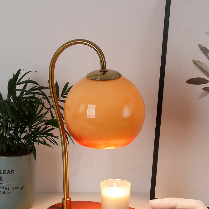 Modern Transitional Glass Ball Shade Solid Wood Hardware 1-Light Melting Wax Table Lamp For Bedside