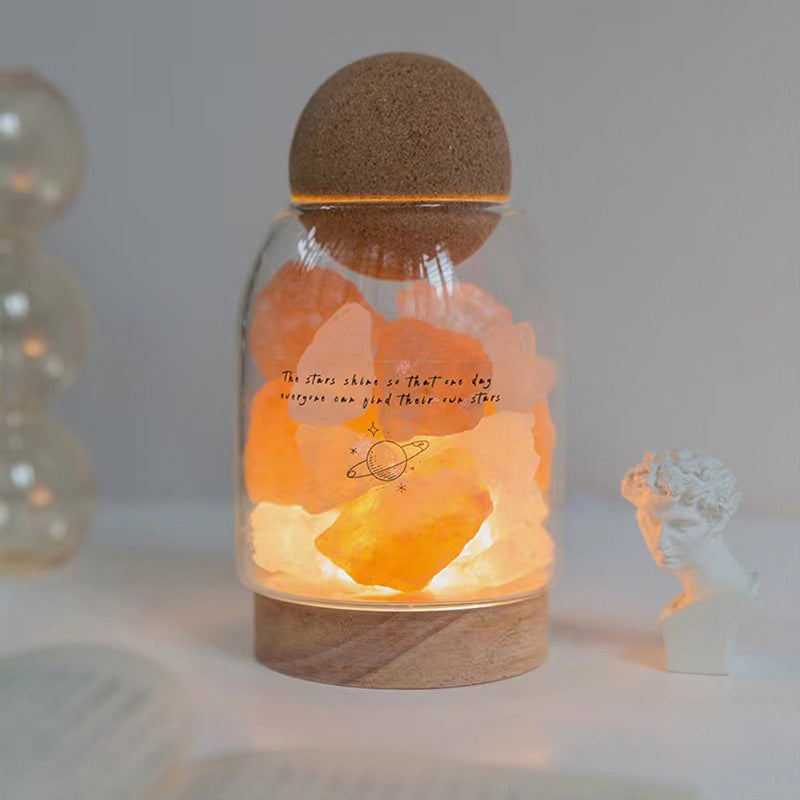 Traditional French Cork Base Decorative Ore Stone Aromatherapy Essential Oil Diffuser LED Night Light For Bedroom
