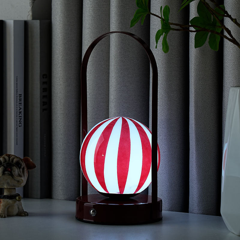 Contemporary Creative Glass Ball Shade Iron LED Portable Table Lamp Night Light For Bedroom