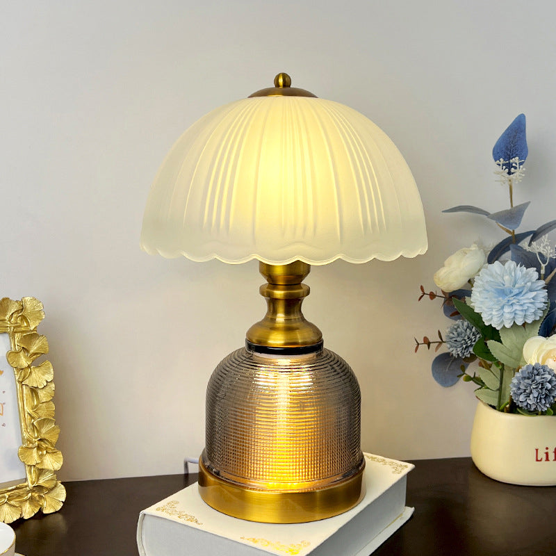 Modern Transitional Frosted Glass Dome Shade Hardware 1-Light Table Lamp For Study