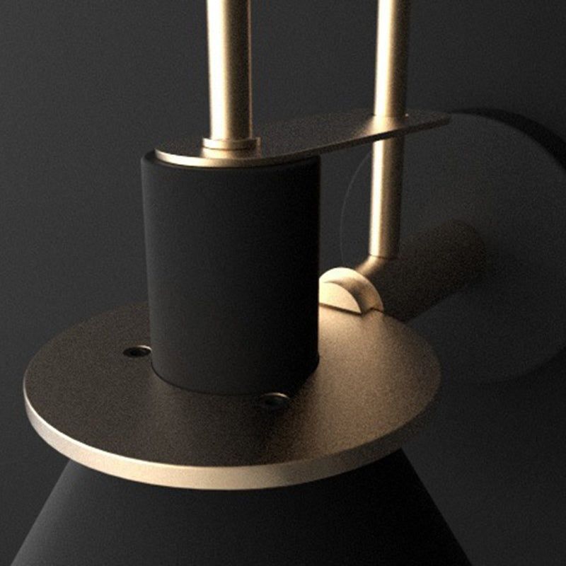 Contemporary Scandinavian Geometric Conical Iron Shade 1-Light Wall Sconce Lamp For Living Room
