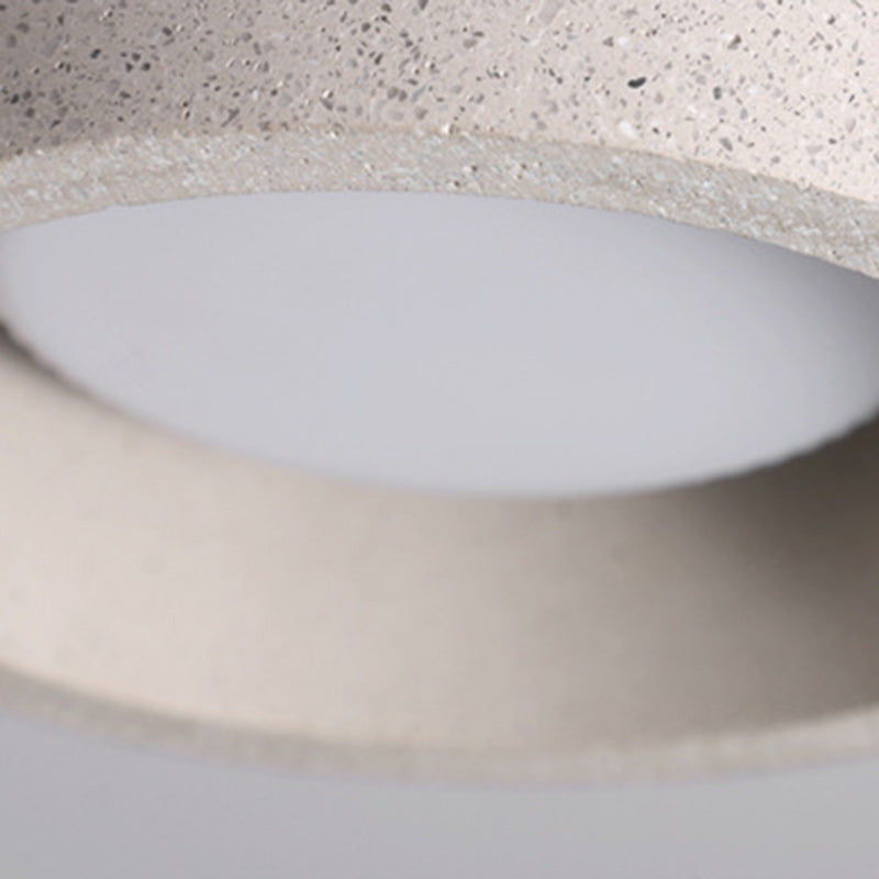 Modern Minimalist Cement Terrazzo Texture Cylinder 1-Light Semi-Flush Mount Ceiling Light For Living Room