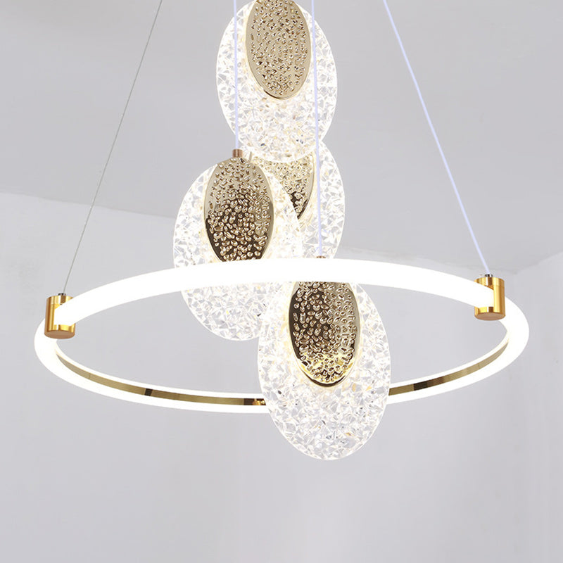 Contemporary Luxury Aluminum Acrylic Ring LED Pendant Light For Living Room
