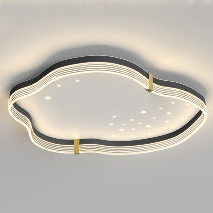Contemporary Luxury Iron Acrylic Cloud Shade Star Decoration LED Flush Mount Ceiling Light For Bedroom