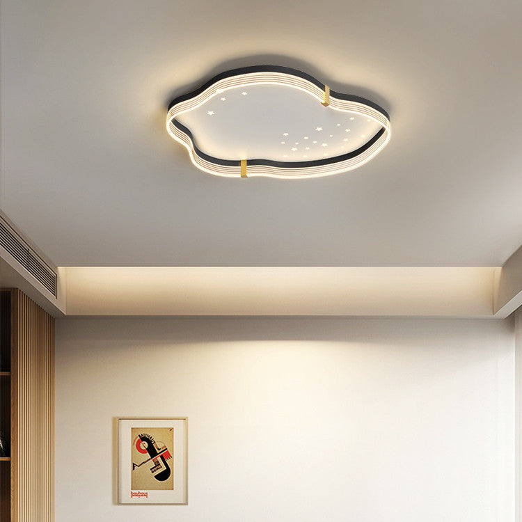 Contemporary Luxury Iron Acrylic Cloud Shade Star Decoration LED Flush Mount Ceiling Light For Bedroom