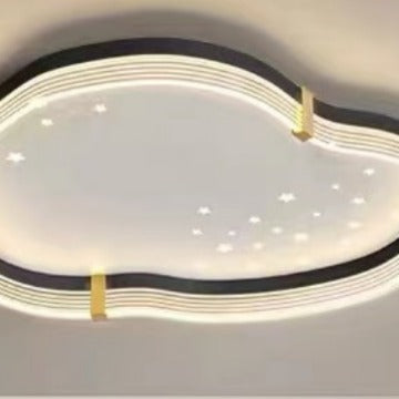 Contemporary Luxury Iron Acrylic Cloud Shade Star Decoration LED Flush Mount Ceiling Light For Bedroom