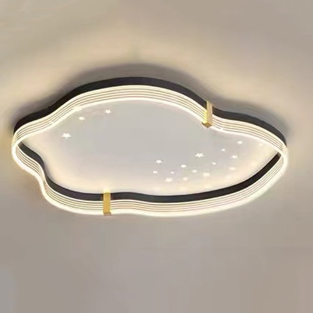 Contemporary Luxury Iron Acrylic Cloud Shade Star Decoration LED Flush Mount Ceiling Light For Bedroom