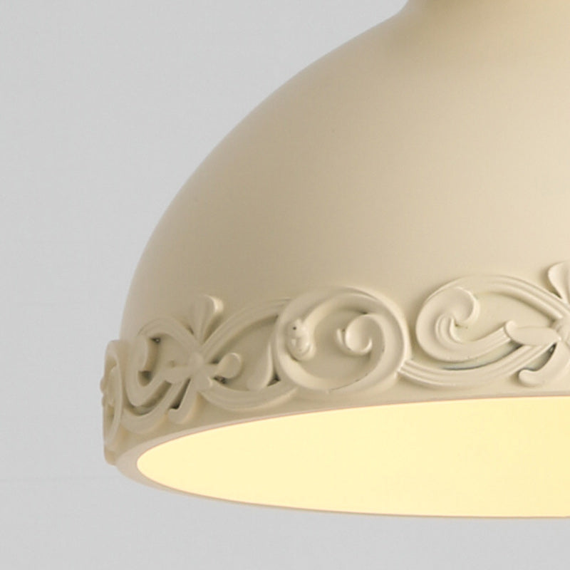 Modern Transitional Solid Wood Semicircle Carving Resin Shade 1-Light Semi-Flush Mount Ceiling Light For Living Room