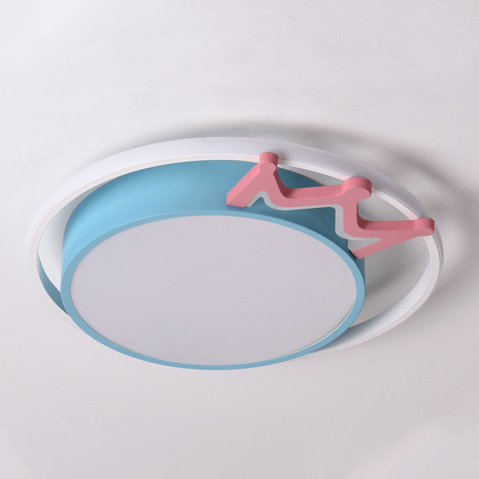 Contemporary Nordic Crown Iron Acrylic Round LED Flush Mount Ceiling Light For Living Room